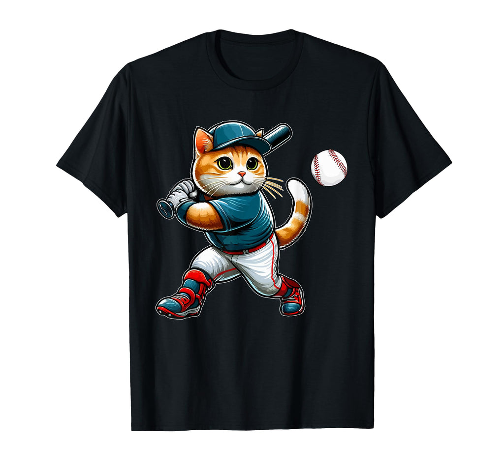 Cat Playing Baseball Costume Cat T-Shirt - Aesthetic Graphic for Adults - T-Shirt, Sweatshirt, Hoodie