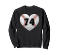 Baseball Number 74 Distressed Heart Sweatshirt - Trendy Graphic for Adults - T-Shirt, Sweatshirt, Hoodie