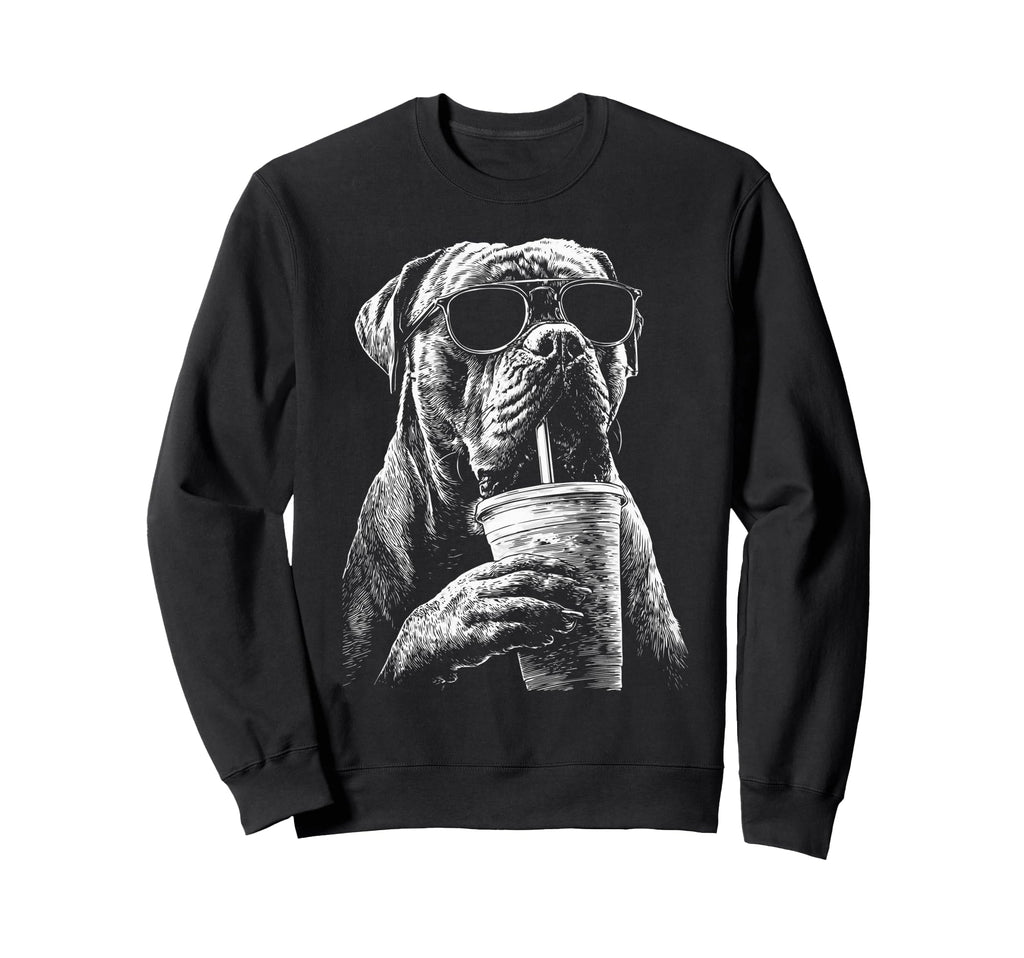Cane Corso Drinking Iced Coffee Sweatshirt - Trendy Graphic for Adults - T-Shirt, Sweatshirt, Hoodie