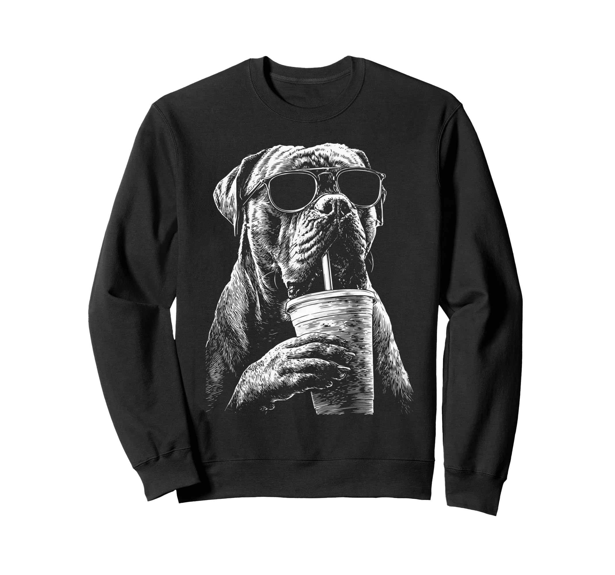 Cane Corso Drinking Iced Coffee Sweatshirt - Trendy Graphic for Adults - T-Shirt, Sweatshirt, Hoodie