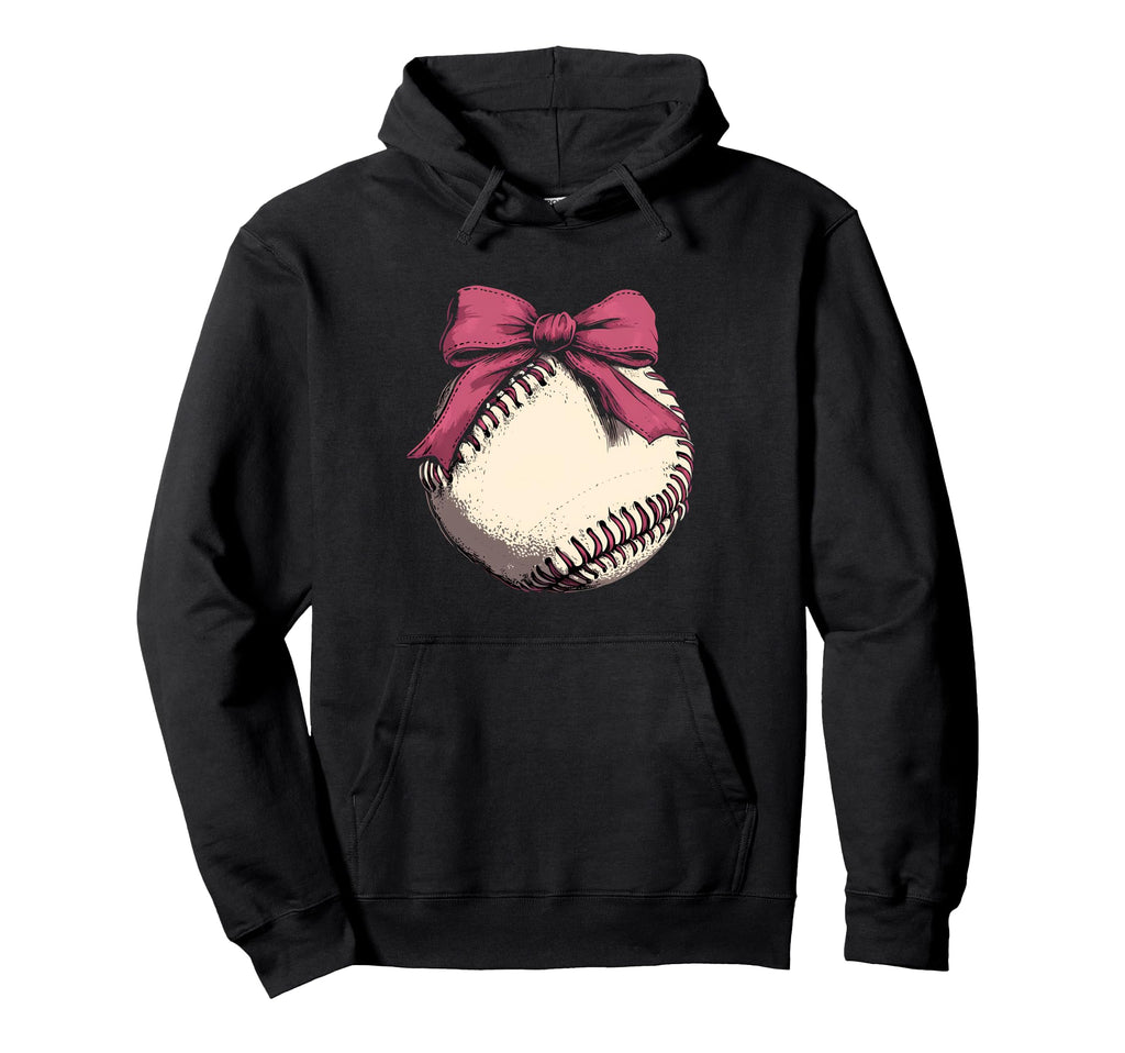 Baseball Coquette Bow Baseball Mom Hoodie - Casual Everyday Wear Unisex - T-Shirt, Sweatshirt, Hoodie
