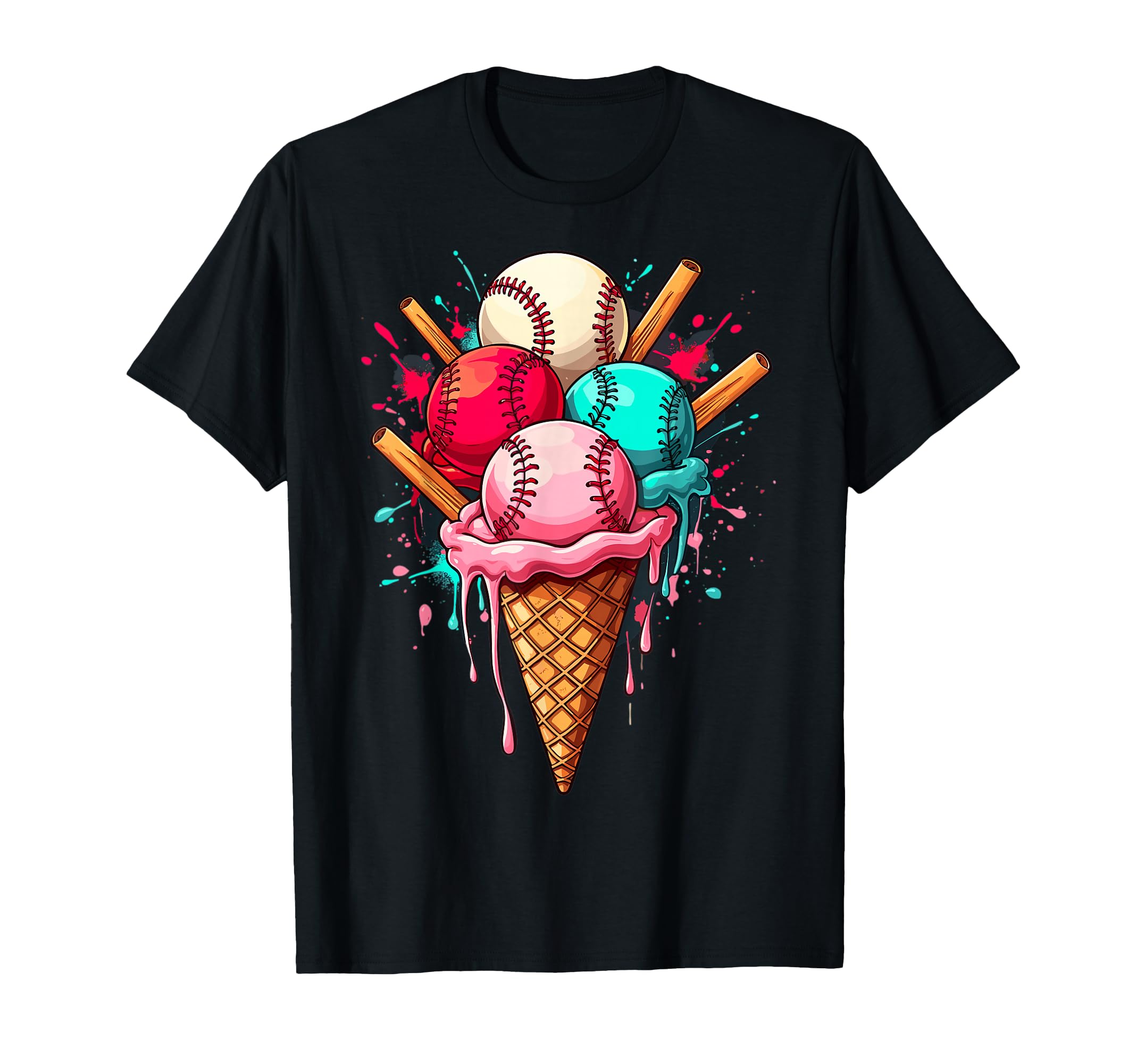 Baseball Ice Cream Summer Baseball T-Shirt - Novelty Apparel for Adults - T-Shirt, Sweatshirt, Hoodie