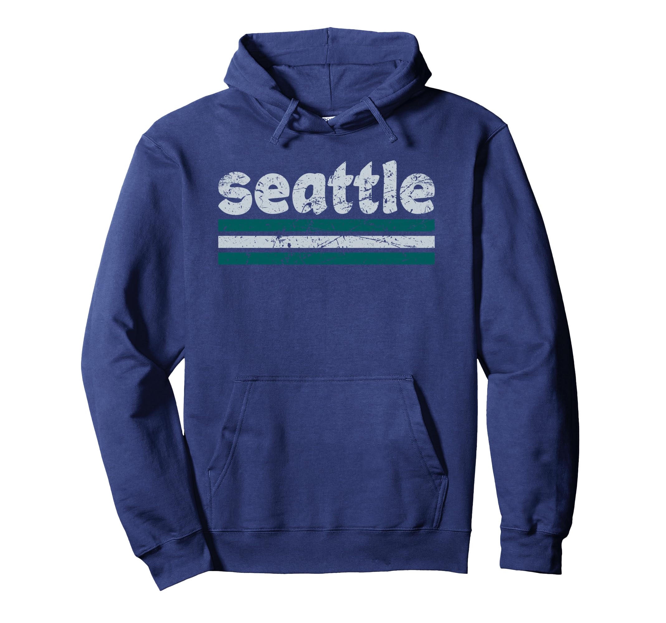 Seattle Washington Three Stripe Weathered Hoodie - Custom Art Print Unisex - T-Shirt, Sweatshirt, Hoodie