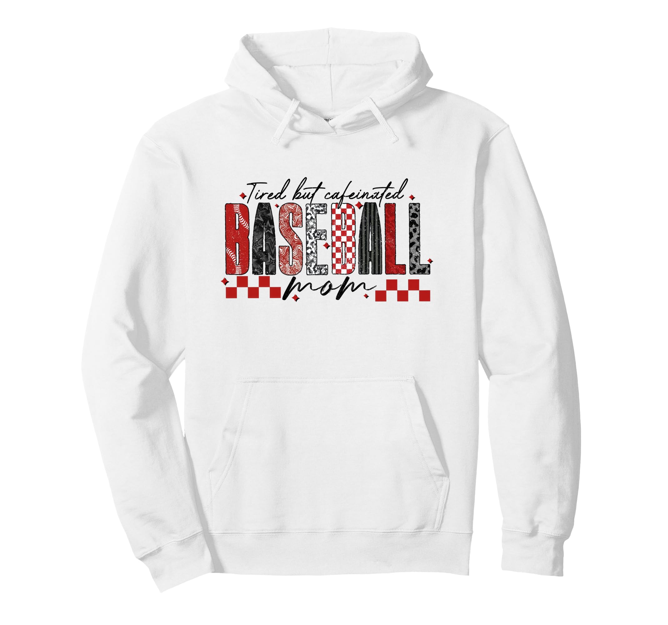 Checkered Tired But Caffeinated Hoodie - Minimalist Print Men Women - T-Shirt, Sweatshirt, Hoodie
