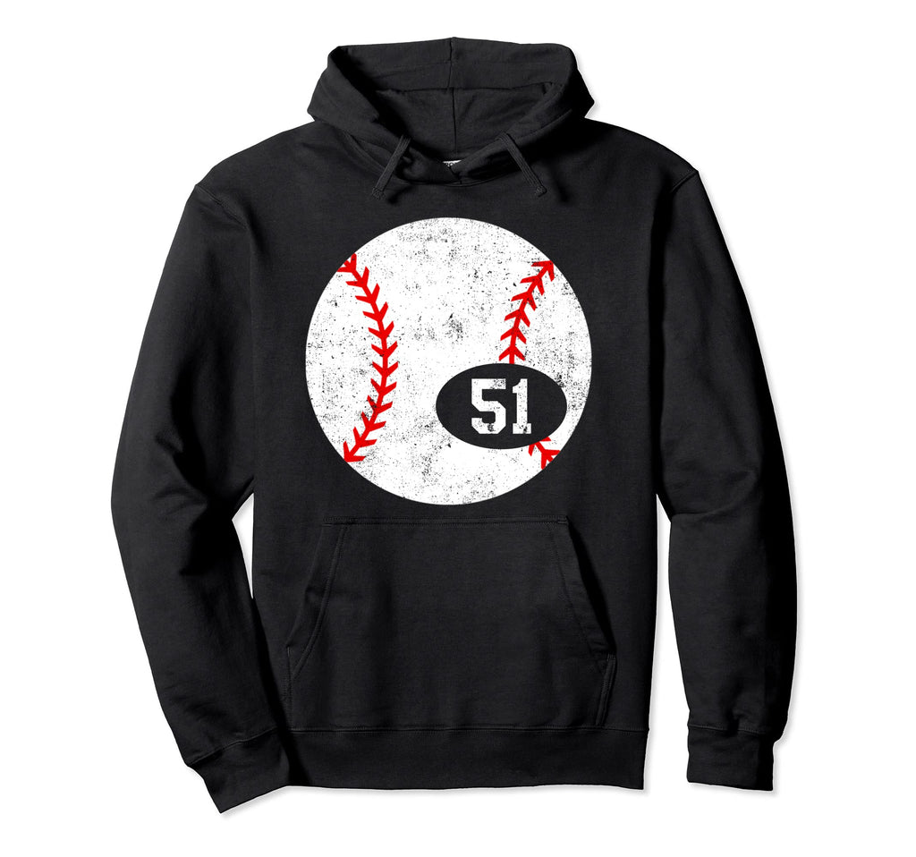 Baseball Sport 51 Jersey Number Hoodie - Trendy Graphic Men Women - T-Shirt, Sweatshirt, Hoodie
