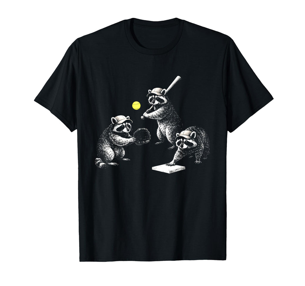 Baseball Raccoon Meme Softball T-Shirt - Aesthetic Graphic Men Women - T-Shirt, Sweatshirt, Hoodie