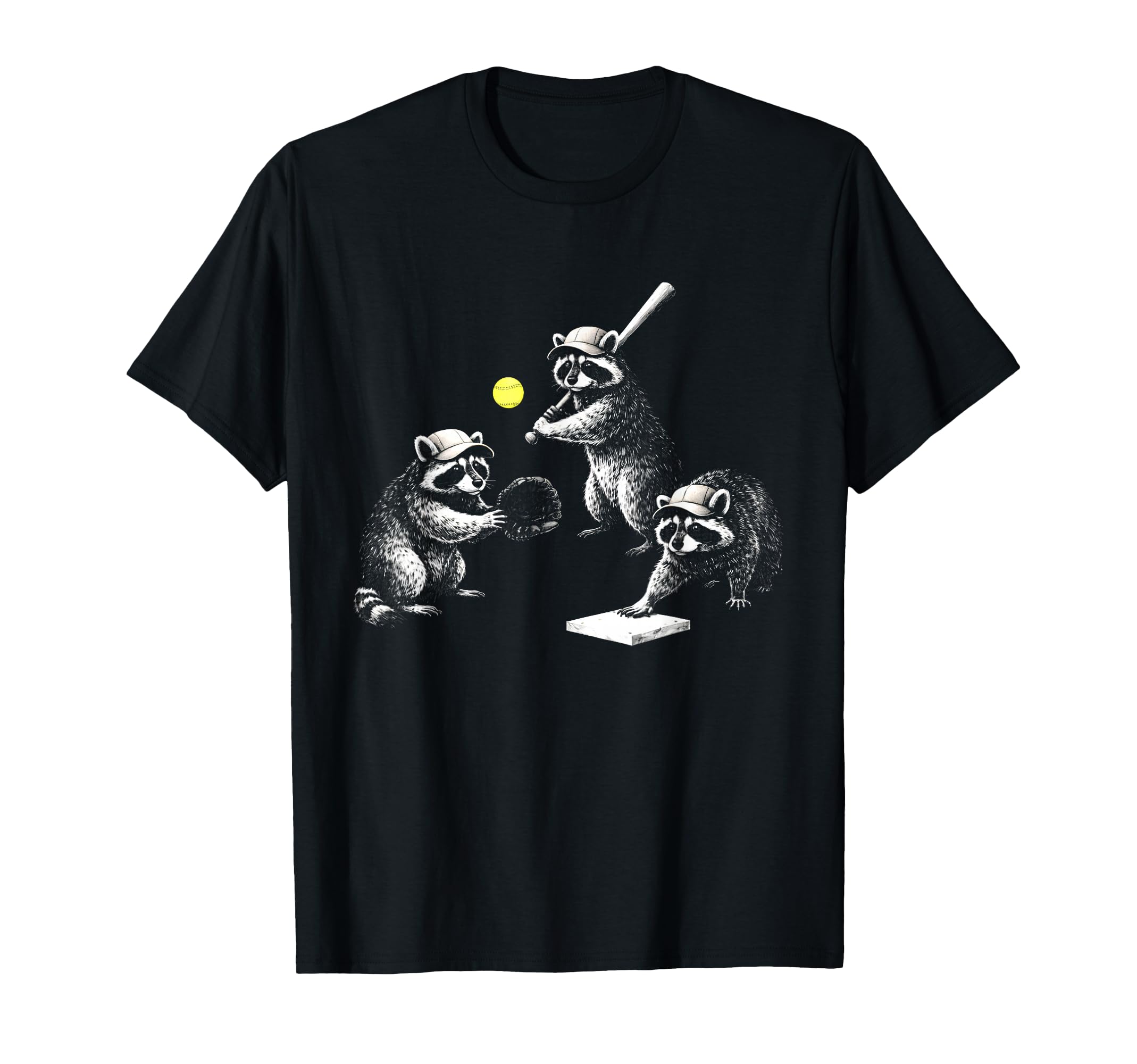 Baseball Raccoon Meme Softball T-Shirt - Aesthetic Graphic Men Women - T-Shirt, Sweatshirt, Hoodie