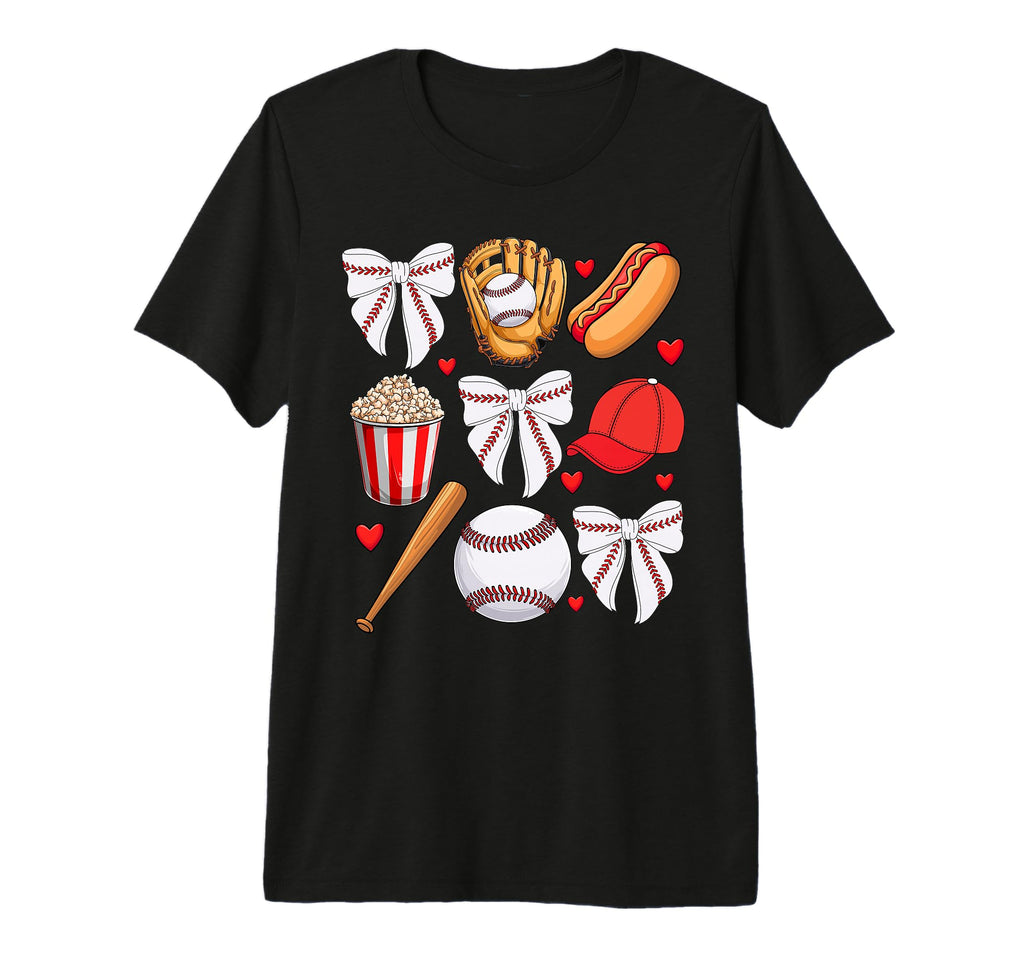 Baseball Coquette Bow Baseball Cheer Mom T-Shirt - Minimalist Print Unisex - T-Shirt, Sweatshirt, Hoodie