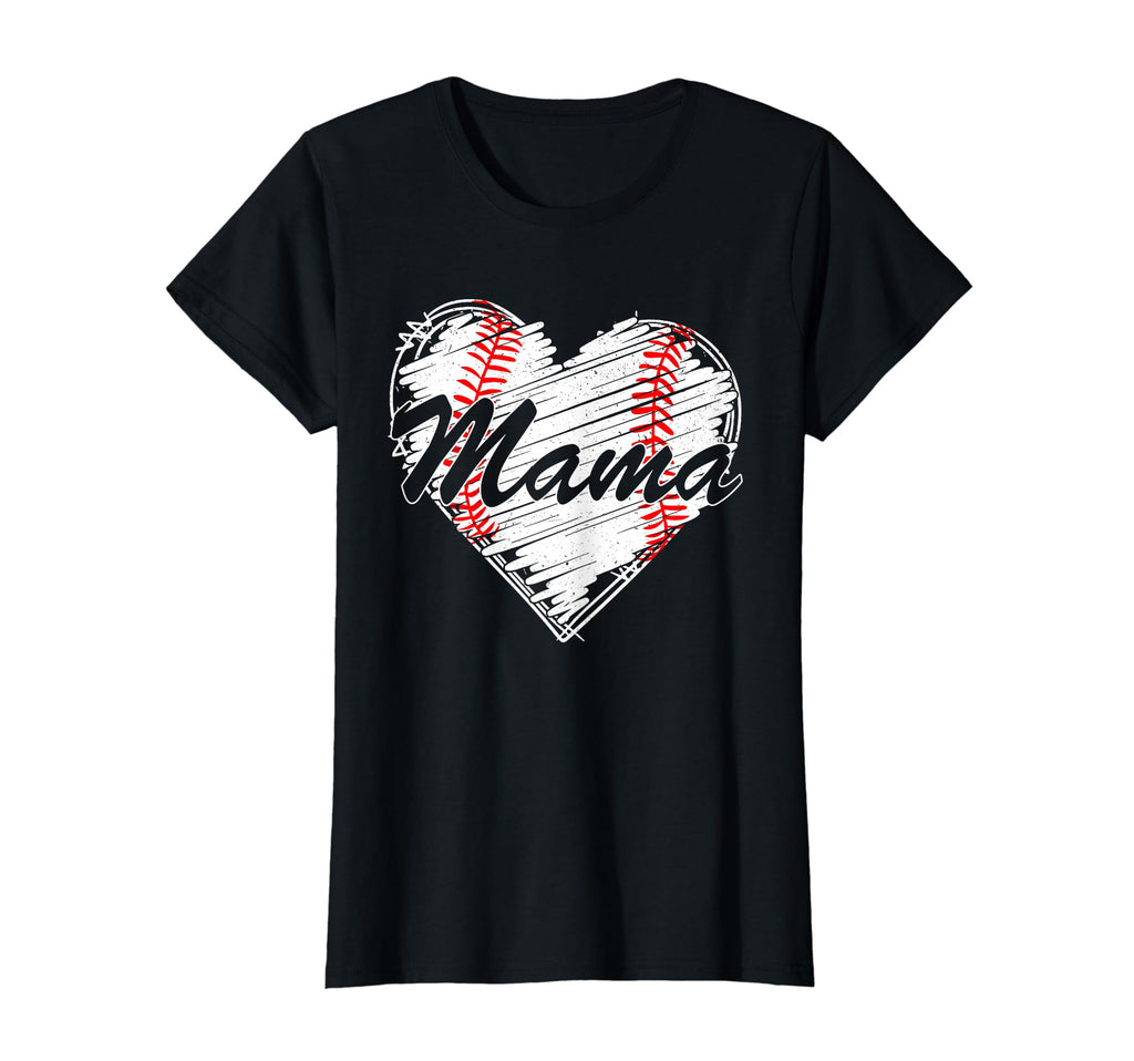 Baseball Mama Heart Mothers Day Funny T-Shirt - Graphic Print Men Women - T-Shirt, Sweatshirt, Hoodie