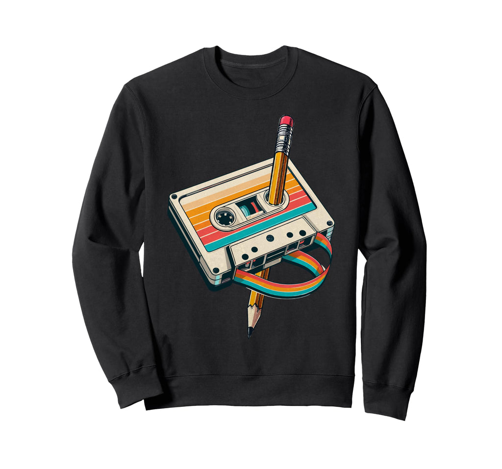 Pencil Rewind Cassette Tape Nostalgia Sweatshirt - Custom Art Print Unisex - T-Shirt, Sweatshirt, Hoodie