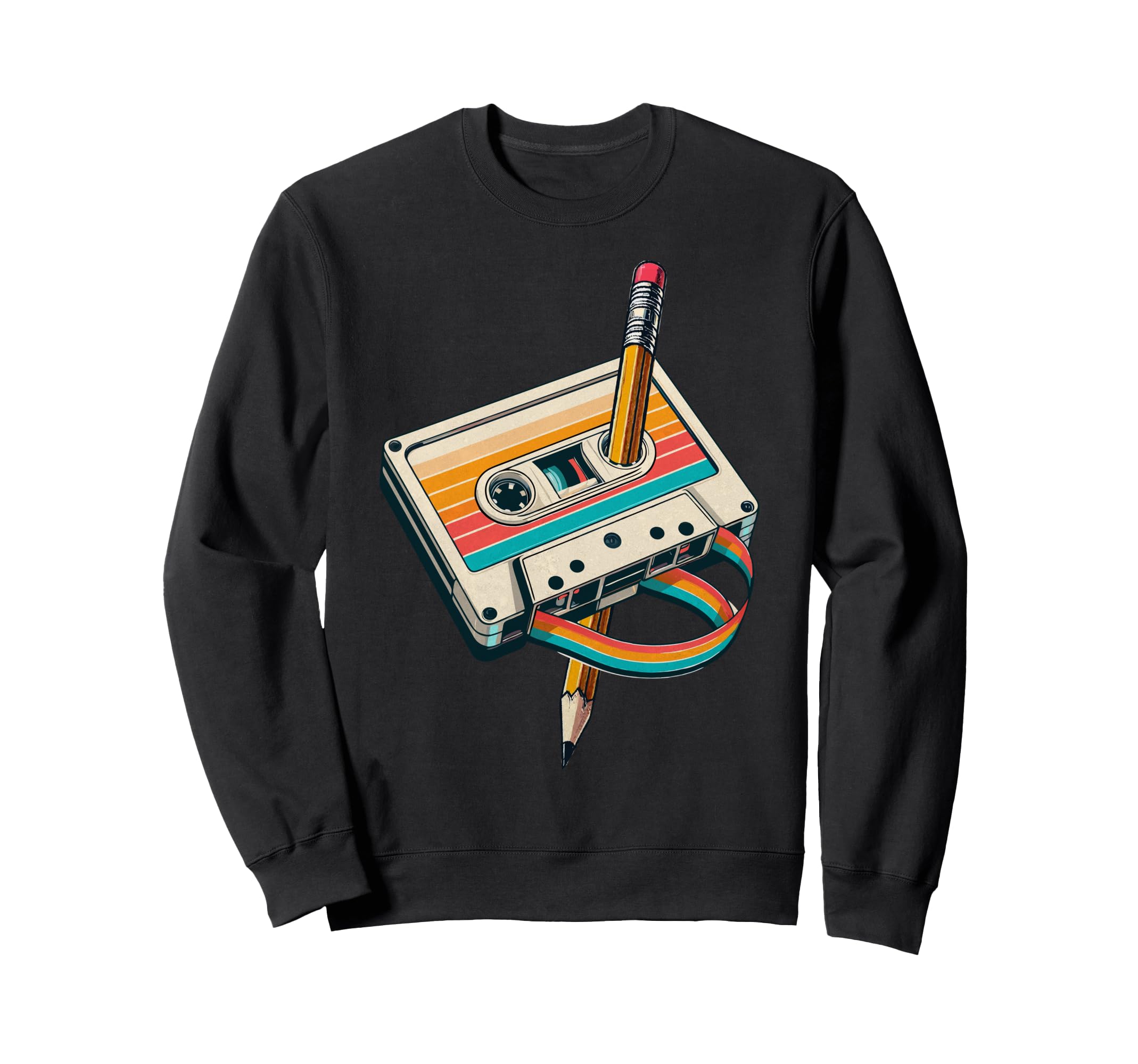 Pencil Rewind Cassette Tape Nostalgia Sweatshirt - Custom Art Print Unisex - T-Shirt, Sweatshirt, Hoodie