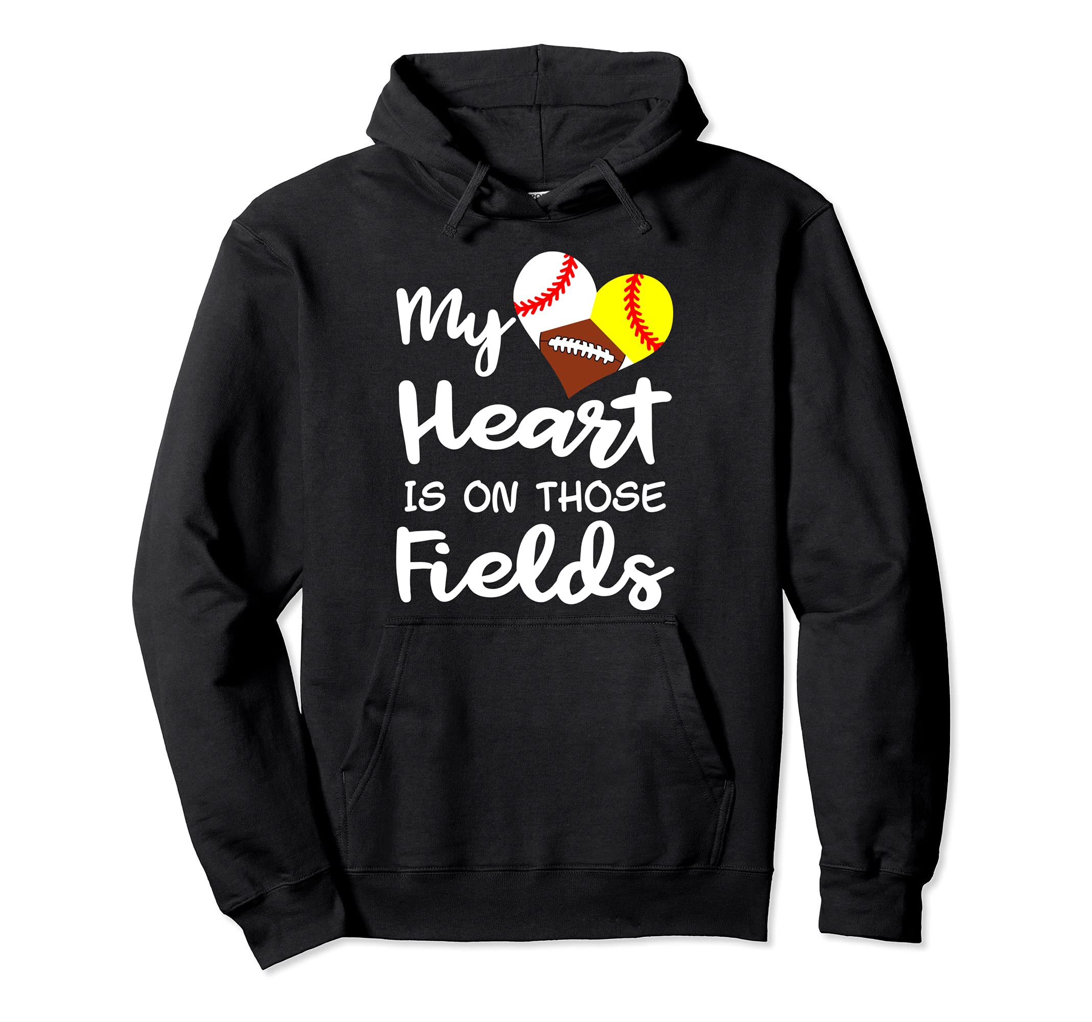 My Heart Is Fields Baseball Softball Hoodie - Custom Art Print Unisex - T-Shirt, Sweatshirt, Hoodie