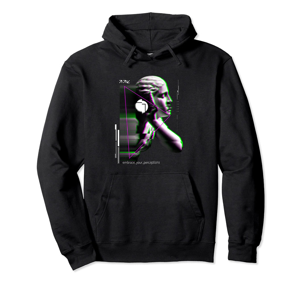 Glitch Statue Greek Sculpture Retrowave Hoodie - Novelty Apparel Men Women - T-Shirt, Sweatshirt, Hoodie