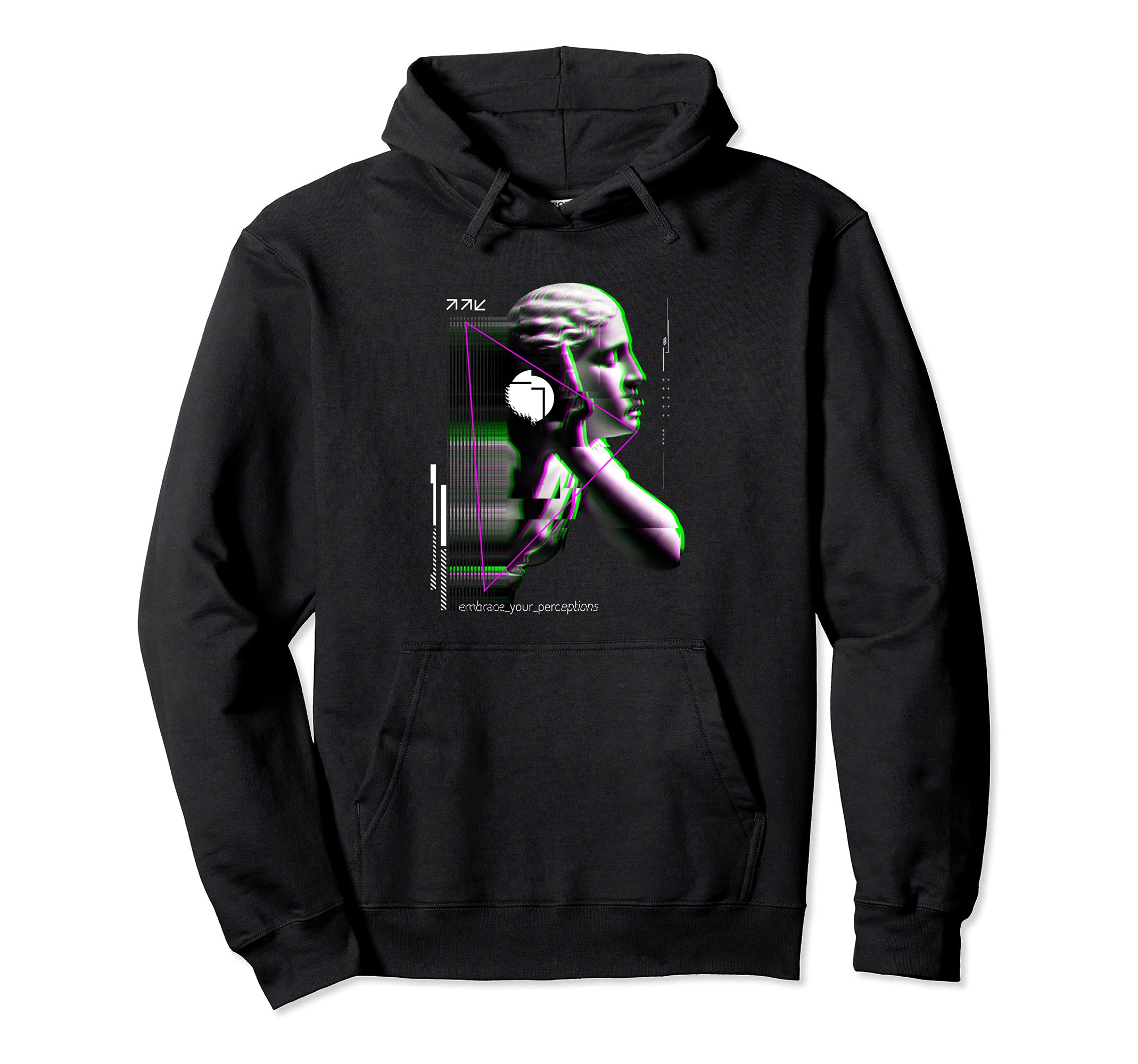 Glitch Statue Greek Sculpture Retrowave Hoodie - Novelty Apparel Men Women - T-Shirt, Sweatshirt, Hoodie