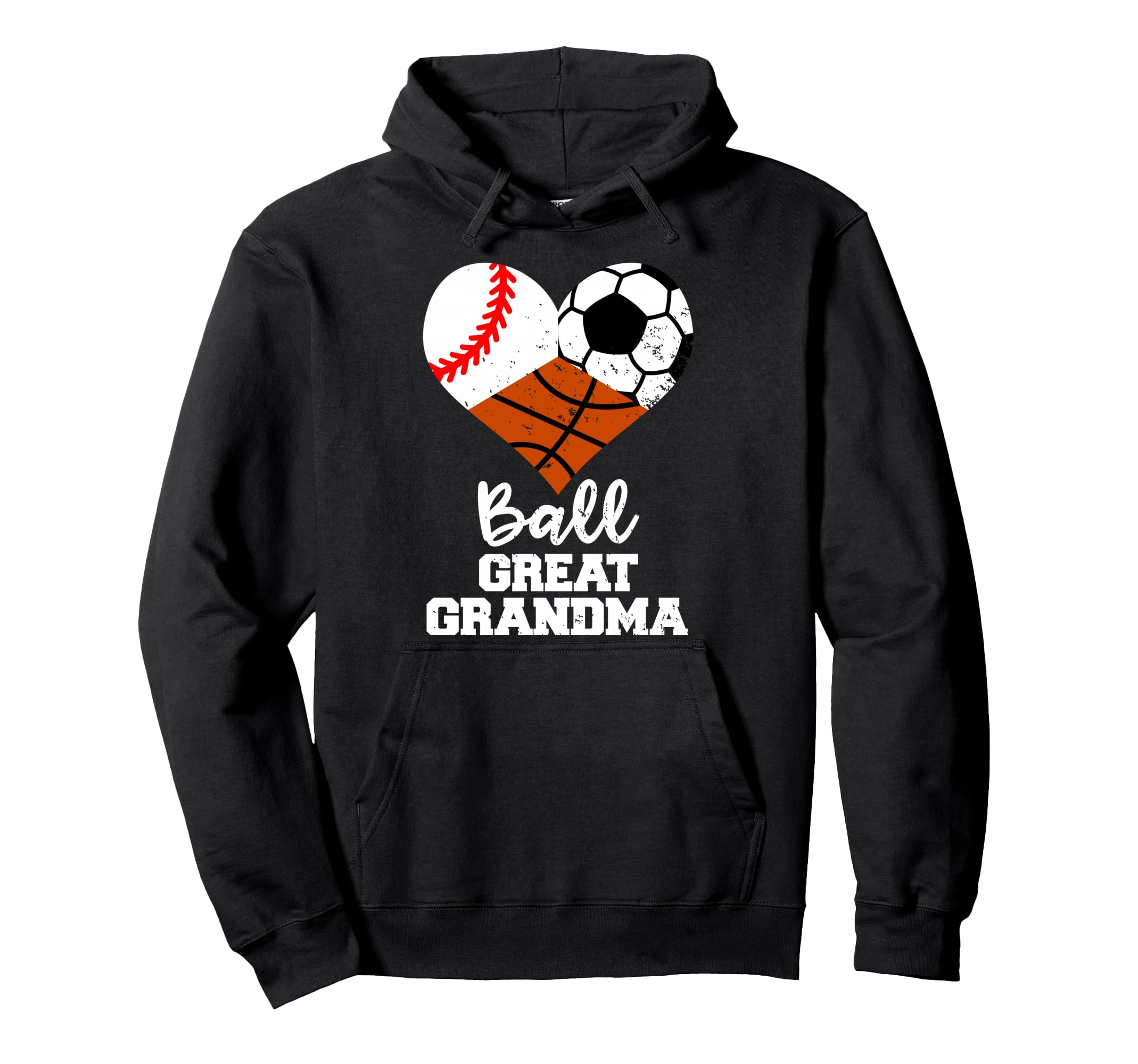 Ball Great Grandma Heart Baseball Soccer Hoodie - Graphic Print for Adults - T-Shirt, Sweatshirt, Hoodie