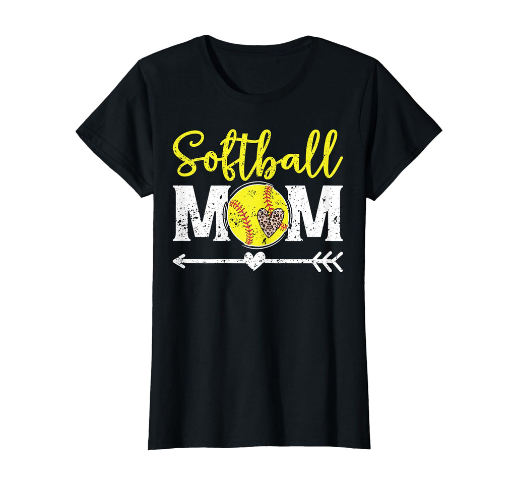 Softball Mom Leopard Funny Baseball T-Shirt - Minimalist Print Men Women - T-Shirt, Sweatshirt, Hoodie