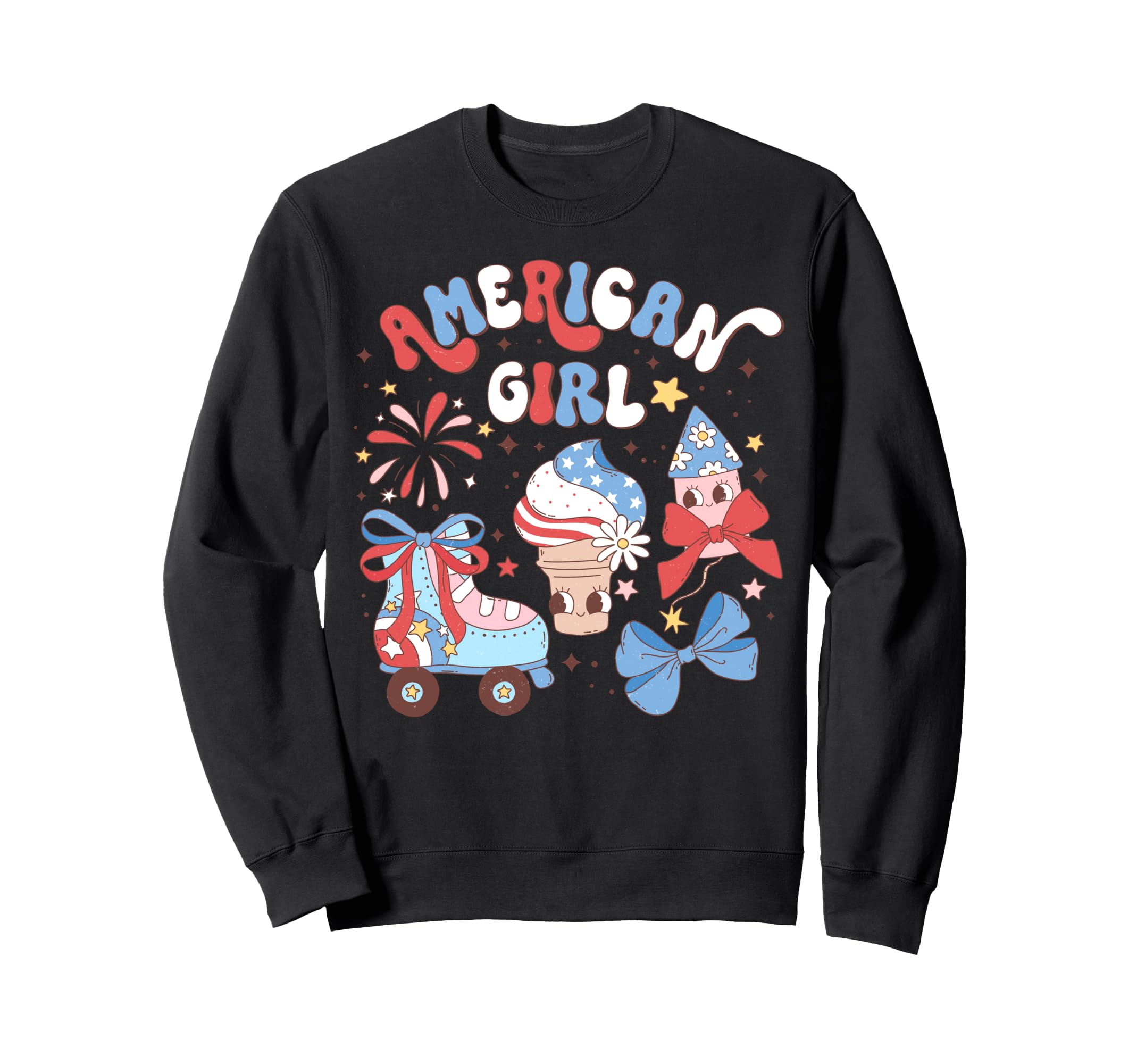 July 4 Flag Firework Ice Cream Sweatshirt - Fun Novelty Design Unisex - T-Shirt, Sweatshirt, Hoodie