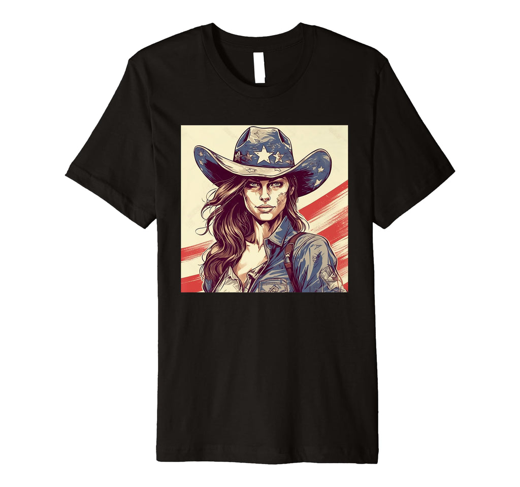 Cowgirl Cowboy Patriotic Cow And T-Shirt - Casual Everyday Wear Men Women - T-Shirt, Sweatshirt, Hoodie