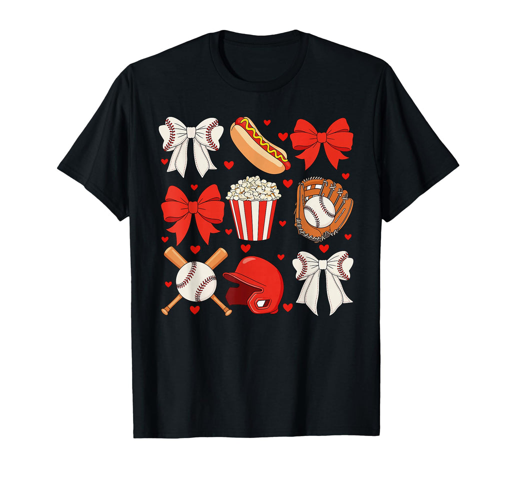 Baseball Bow Baseball Mom Mama Mothers T-Shirt - Custom Art Print Unisex - T-Shirt, Sweatshirt, Hoodie