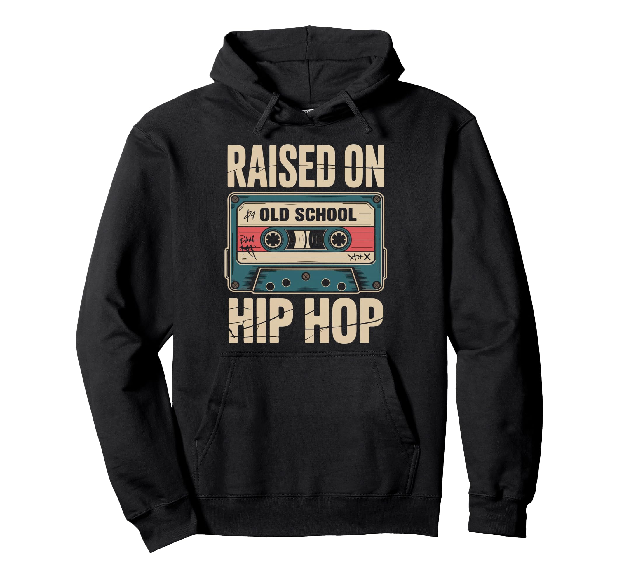 Raised Old School Hip Hop Cassette Hoodie - Trendy Graphic Men Women - T-Shirt, Sweatshirt, Hoodie