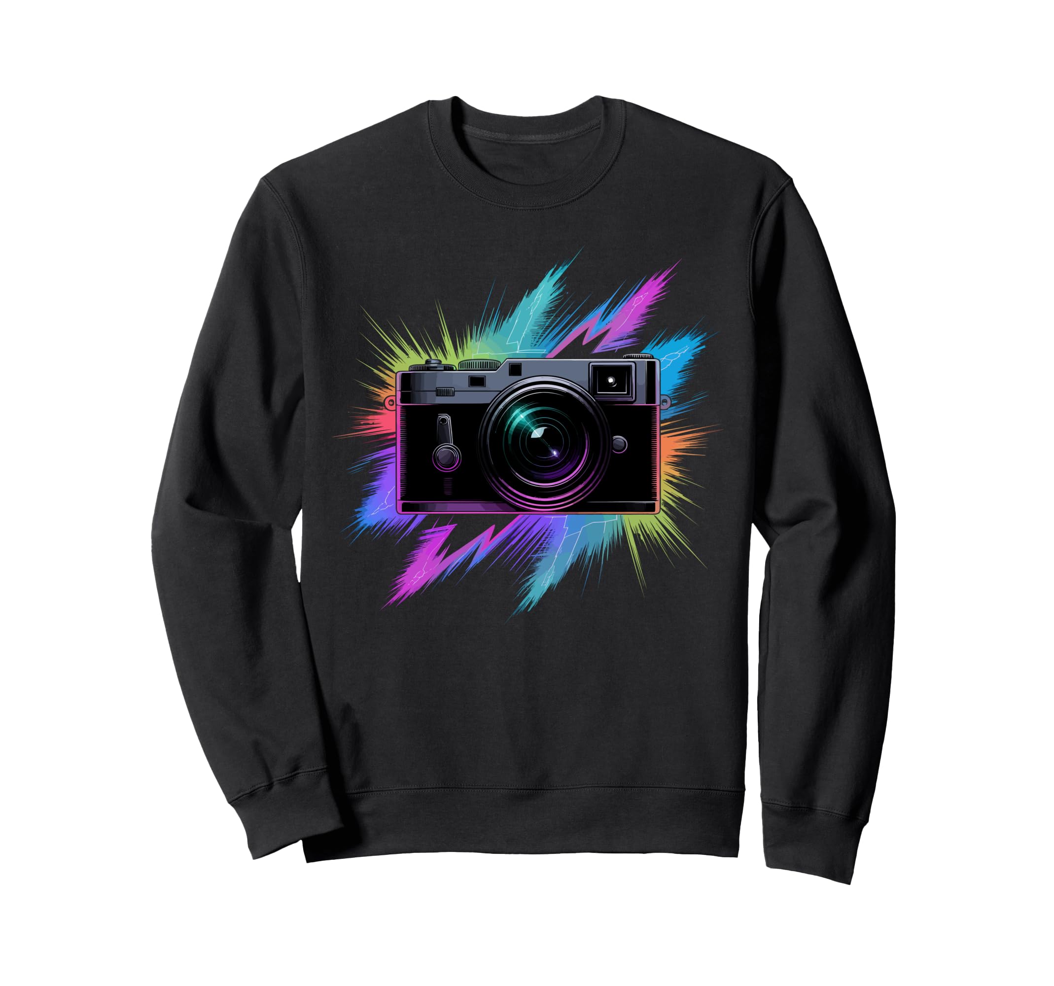 Colorful Camera Electric Photography Sweatshirt - Minimalist Print Unisex - T-Shirt, Sweatshirt, Hoodie