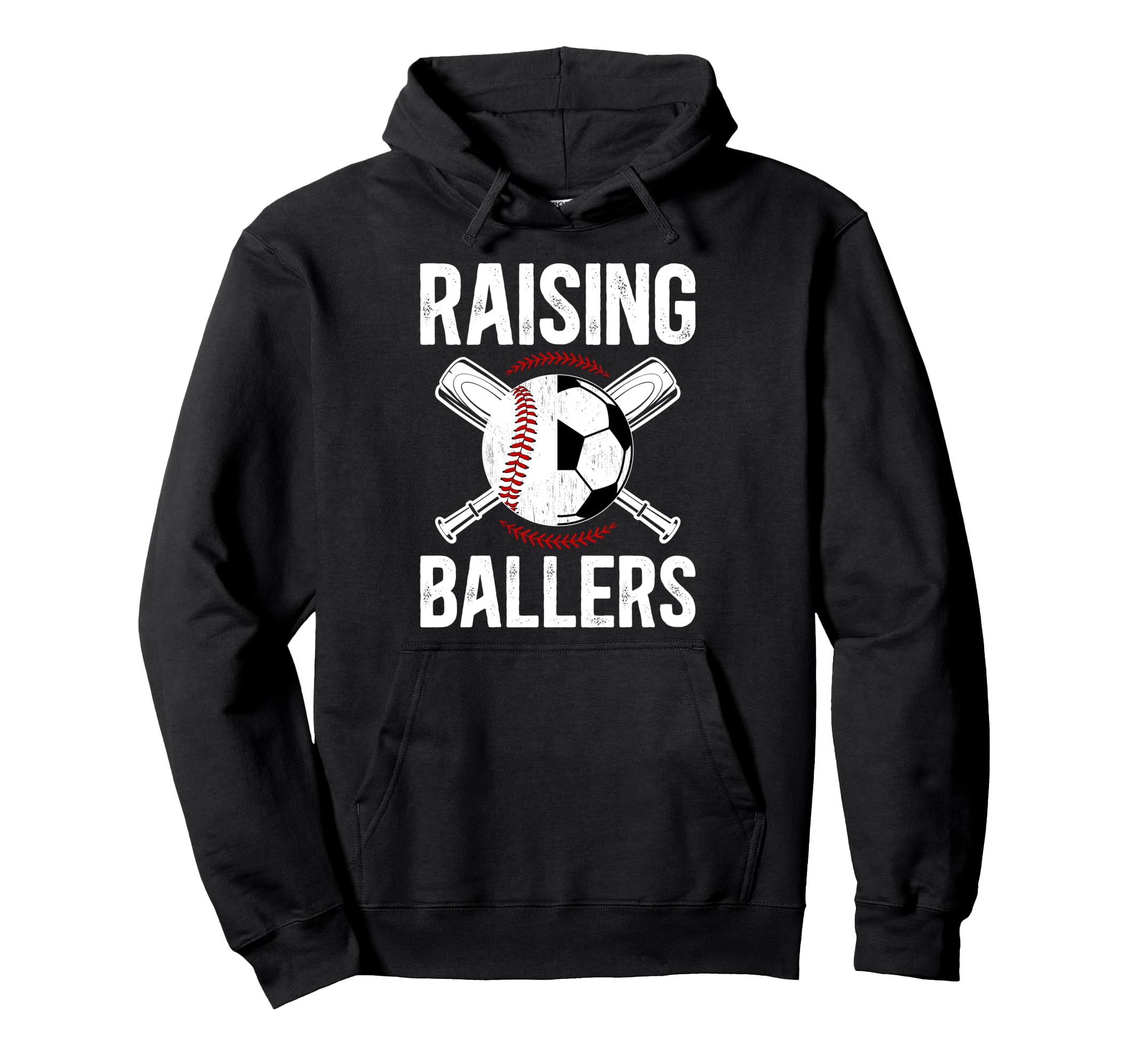Raising Ballers Soccer Baseball Dad Hoodie - Aesthetic Graphic for Adults - T-Shirt, Sweatshirt, Hoodie
