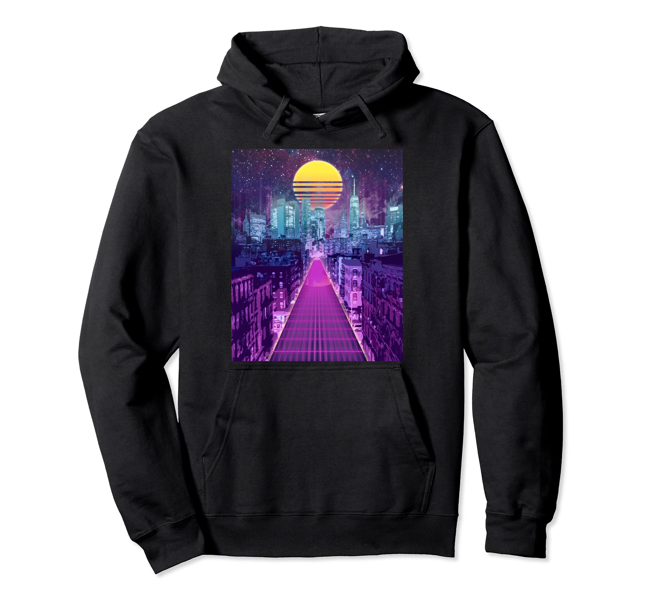 Digital Cityscape Vaporwave Aesthetic Hoodie - Custom Art Print Unisex - T-Shirt, Sweatshirt, Hoodie