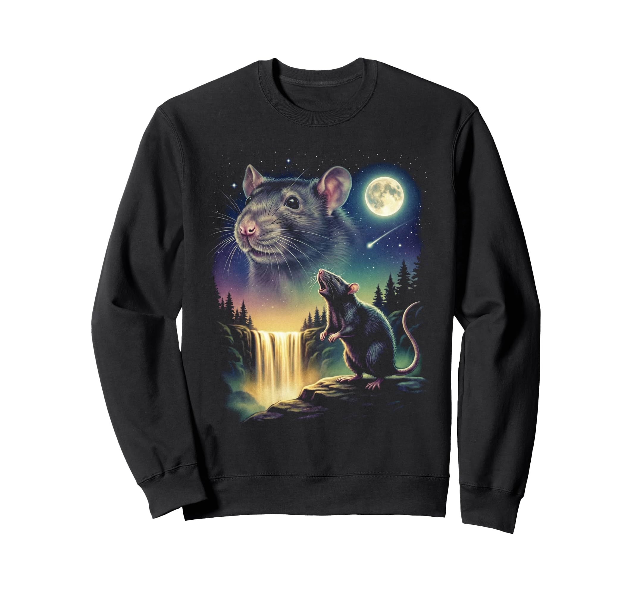 Rat Howling To Moon Meme Funny 90S Sweatshirt - Custom Art Print Men Women - T-Shirt, Sweatshirt, Hoodie