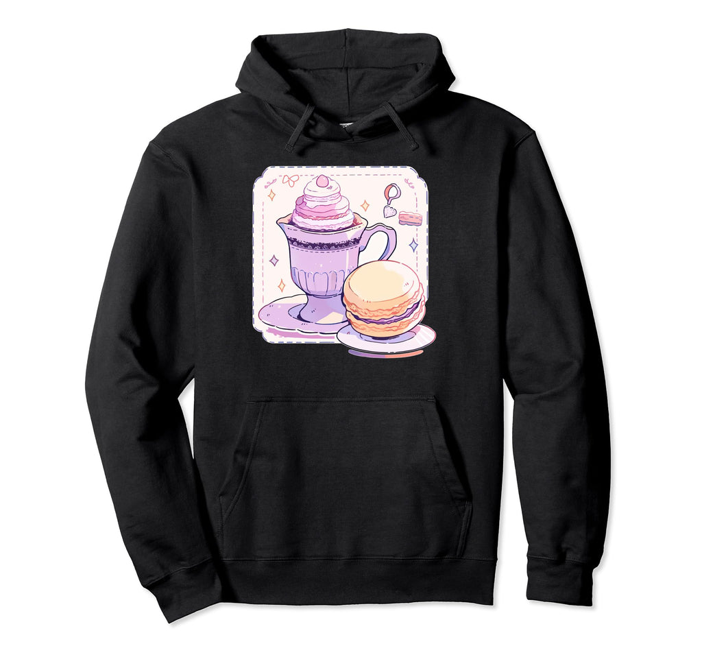 Pastel Coffee Macaroon Aesthetic Hoodie - Minimalist Print Unisex - T-Shirt, Sweatshirt, Hoodie