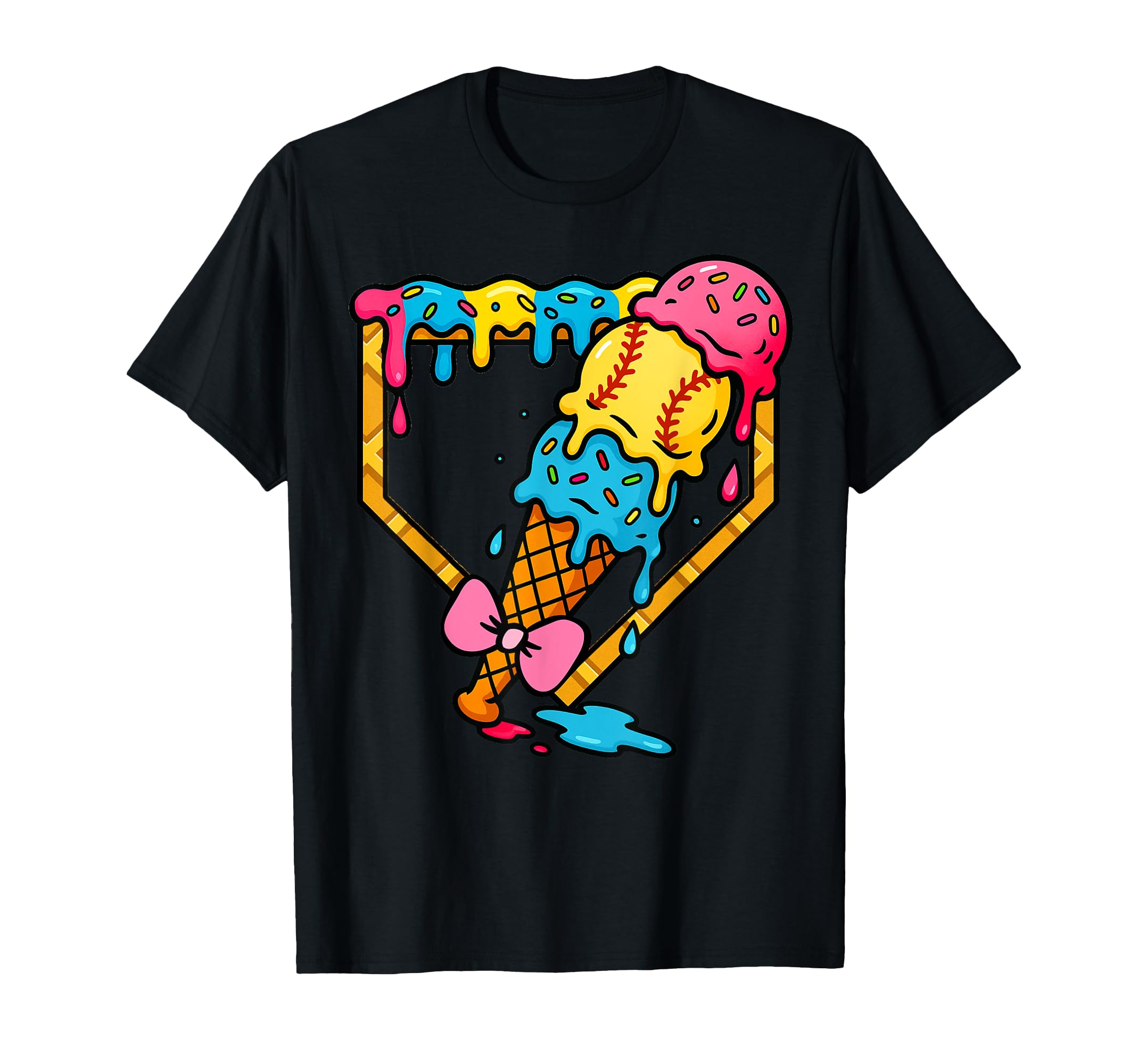 Fun Baseball Mama Coquette Ice Cream T-Shirt - Graphic Print Men Women - T-Shirt, Sweatshirt, Hoodie