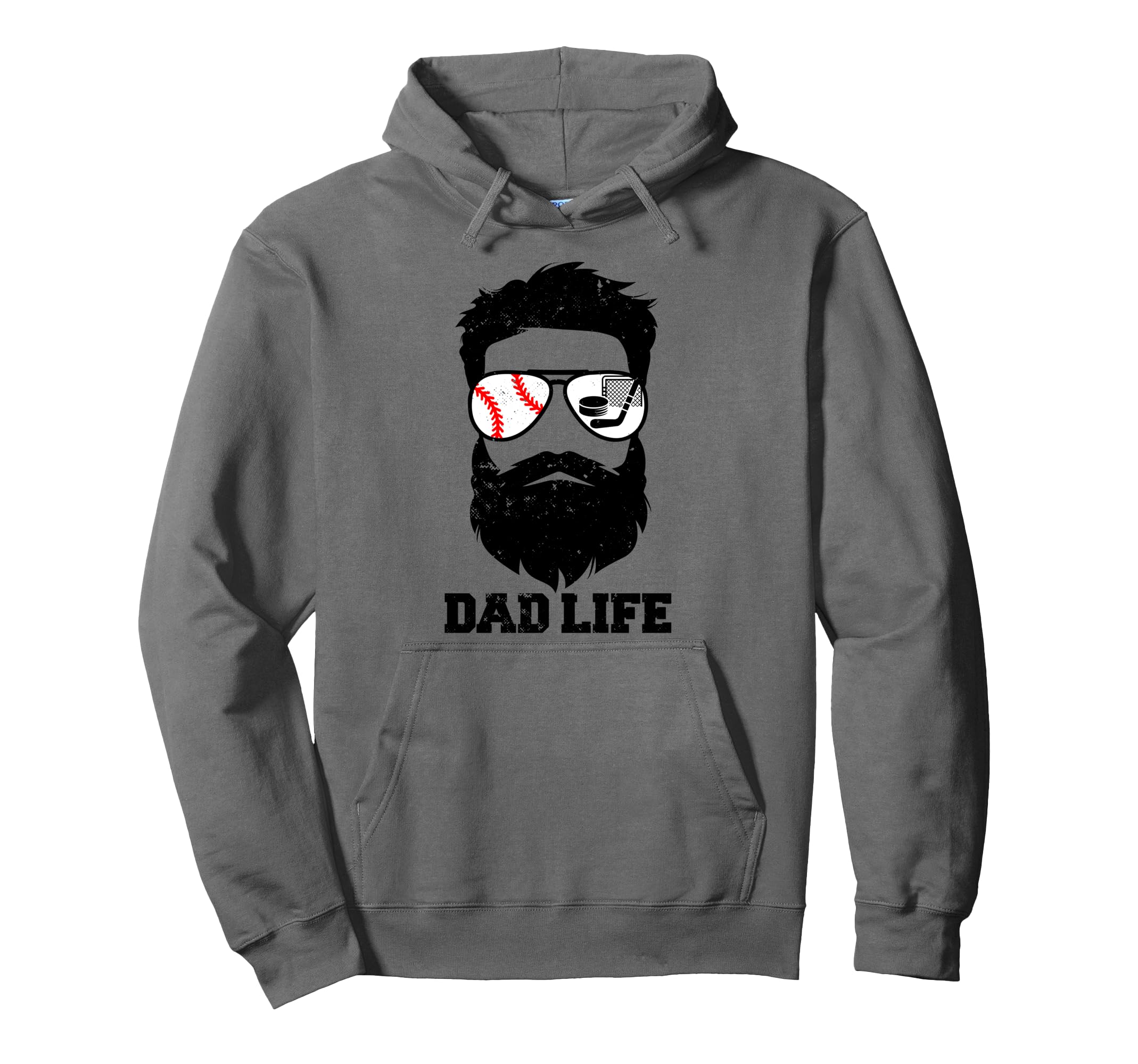 Baseball Hockey Dad Messy Hair Beard Hoodie - Streetwear Style for Adults - T-Shirt, Sweatshirt, Hoodie