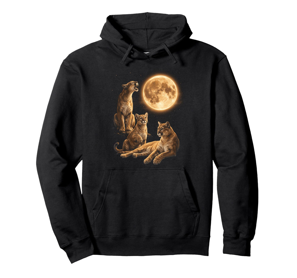 Cougar Mountain Lion Moon Howling Nature Hoodie - Graphic Print for Adults - T-Shirt, Sweatshirt, Hoodie