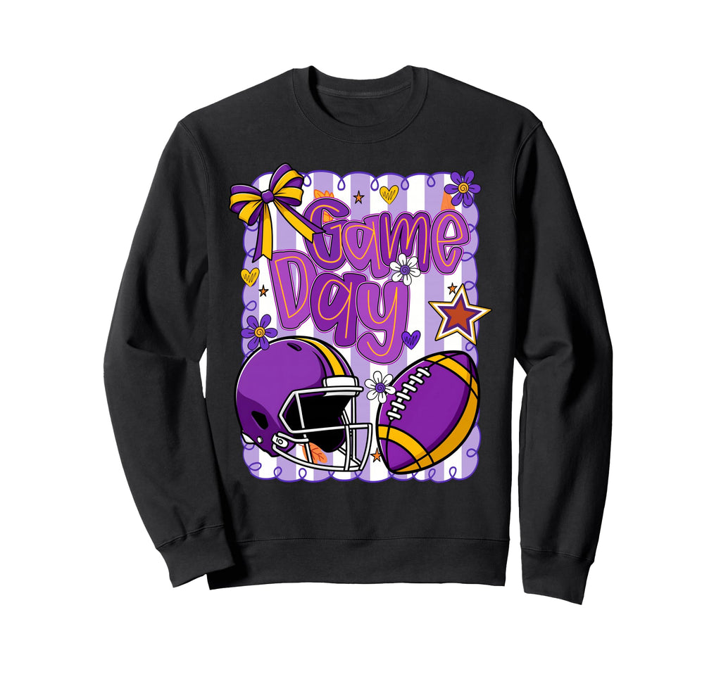 Purple Gold Cheerleader Game Day Sweatshirt - Graphic Print Unisex - T-Shirt, Sweatshirt, Hoodie