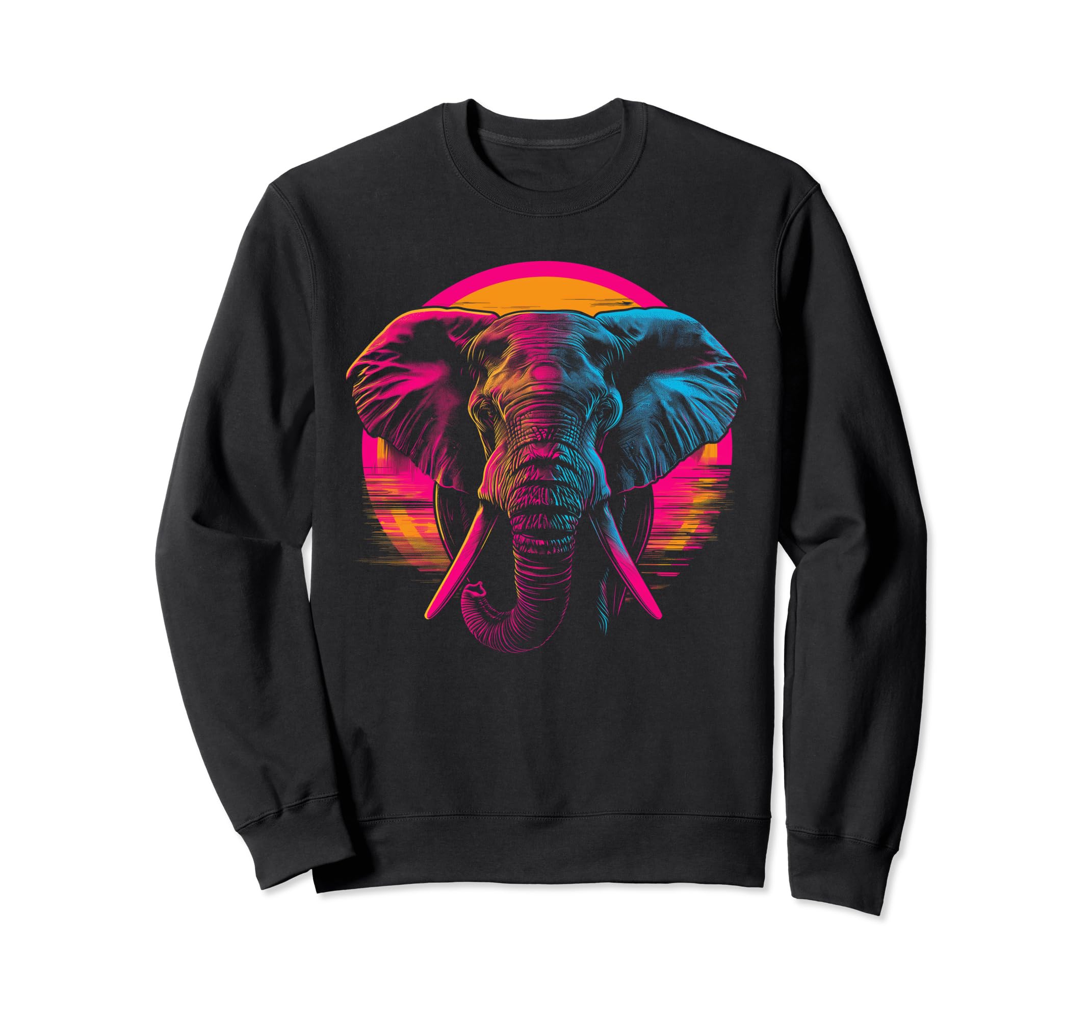 Elephant Vaporwave Aesthetic Sweatshirt - Custom Art Print for Adults - T-Shirt, Sweatshirt, Hoodie