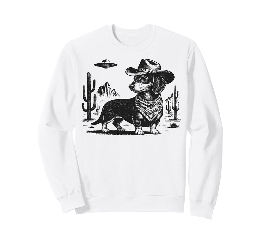Cowboy Dachshund Ufo Western Dog Sweatshirt - Novelty Apparel for Adults - T-Shirt, Sweatshirt, Hoodie