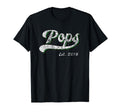 Pops New Grandpa Est 2018 Distressed Gift T-Shirt - Minimalist Print Unisex - T-Shirt, Sweatshirt, Hoodie