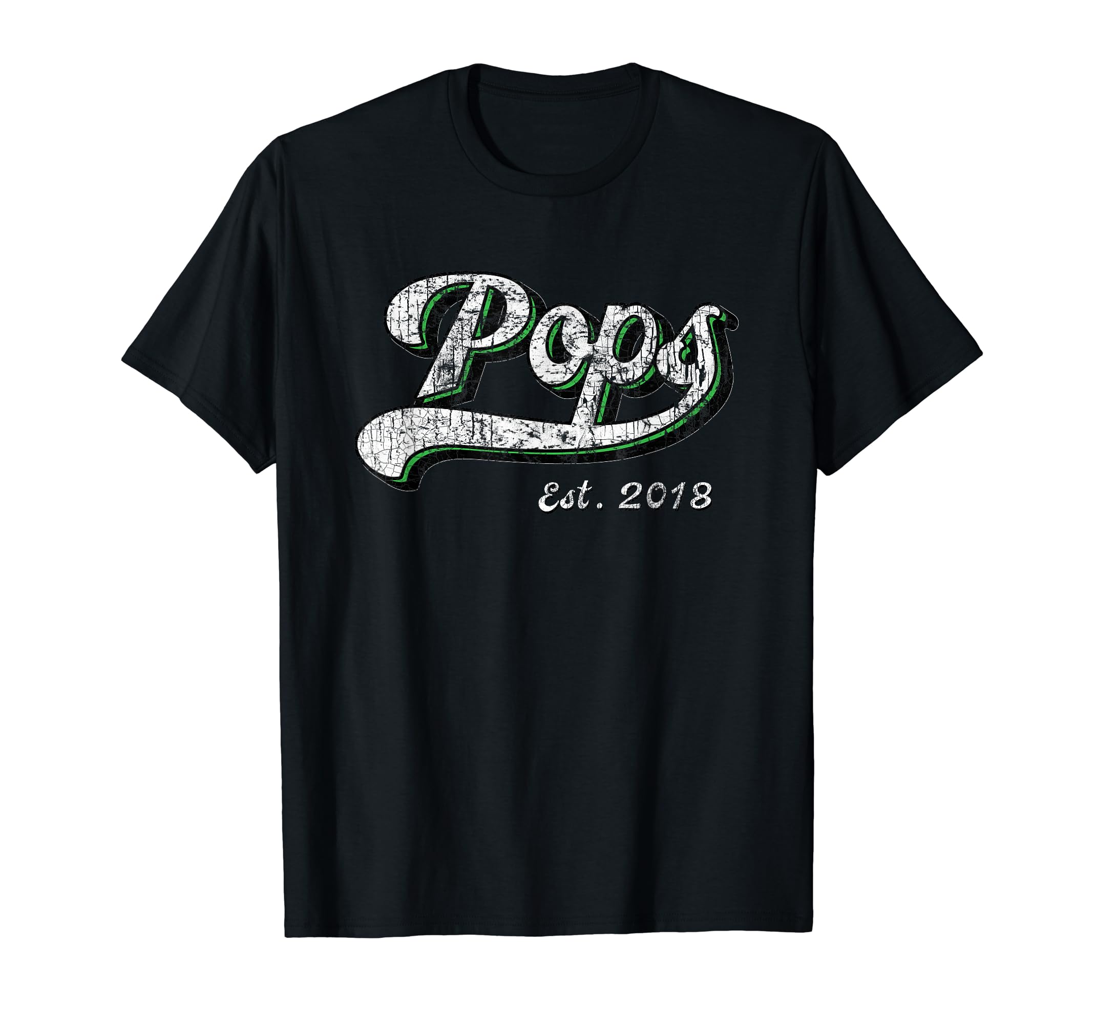 Pops New Grandpa Est 2018 Distressed Gift T-Shirt - Minimalist Print Unisex - T-Shirt, Sweatshirt, Hoodie