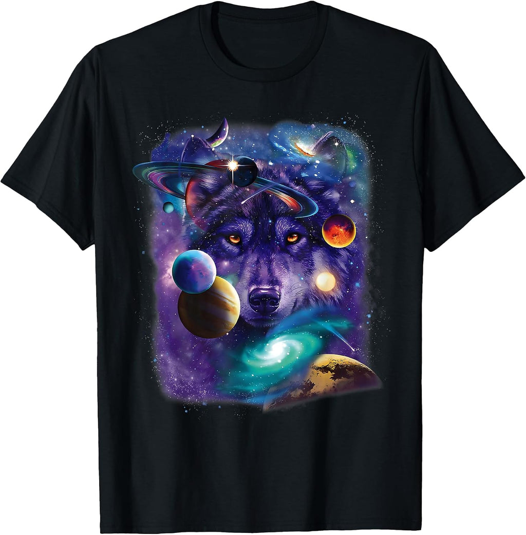 Vintage Wolf Space Moon Apparel - Adult & Kids T-Shirts, Sweatshirts & Hoodies apparel design preview 1