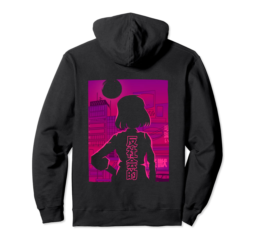 Antisocial Vaporwave Anime Hoodie - Aesthetic Graphic Men Women - T-Shirt, Sweatshirt, Hoodie