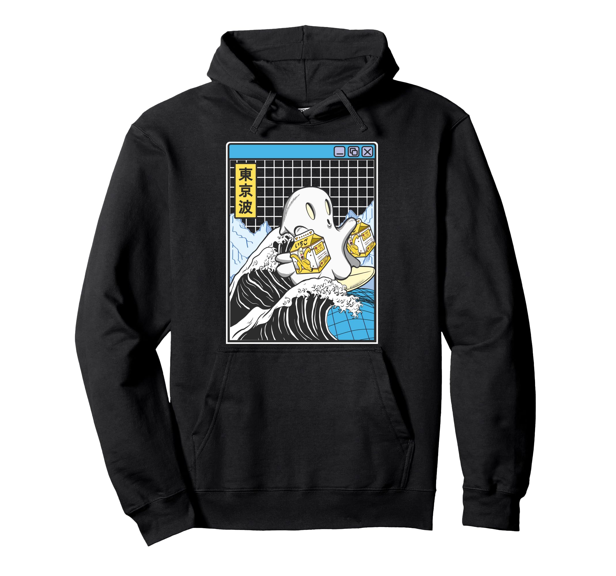 Surfing Ghost Banana Milk Cartons Wave Hoodie - Unique Graphic Men Women - T-Shirt, Sweatshirt, Hoodie