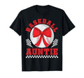 Baseball Auntie Bow Checkered T-Shirt - Fun Novelty Design for Adults - T-Shirt, Sweatshirt, Hoodie