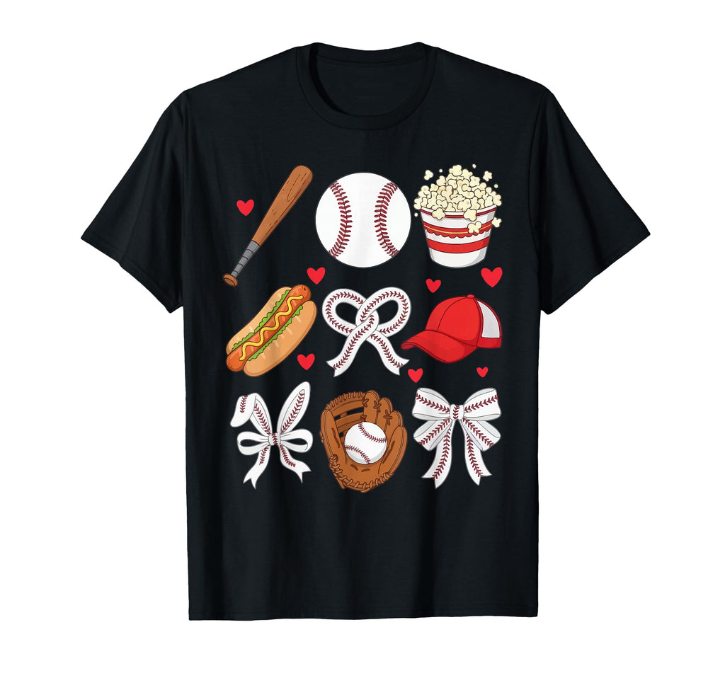Baseball Coquette Bow Baseball T-Shirt - Fun Novelty Design Men Women - T-Shirt, Sweatshirt, Hoodie