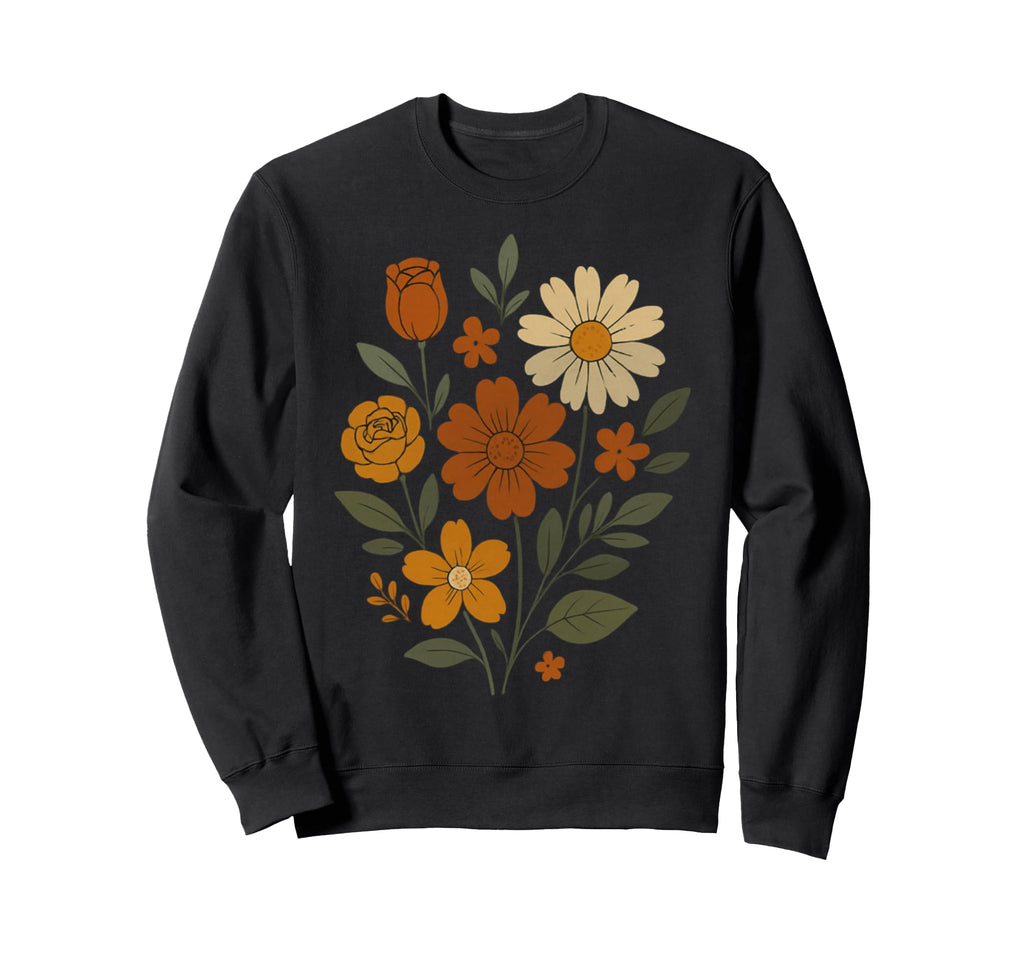 Wildflower Bouquet Rustic Boho Floral Sweatshirt - Custom Art Print Unisex - T-Shirt, Sweatshirt, Hoodie
