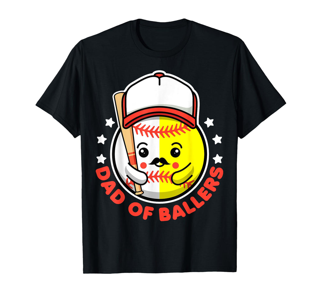 Dad Ballers Fathers Day Kawaii Baseball T-Shirt - Graphic Print for Adults - T-Shirt, Sweatshirt, Hoodie
