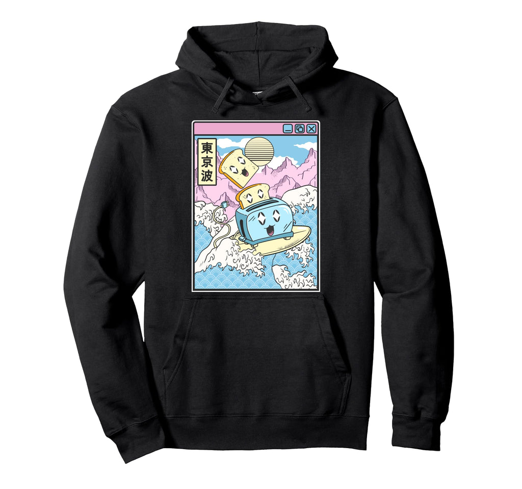 Surfing Toaster Happy Toast Japan Hoodie - Streetwear Style Men Women - T-Shirt, Sweatshirt, Hoodie