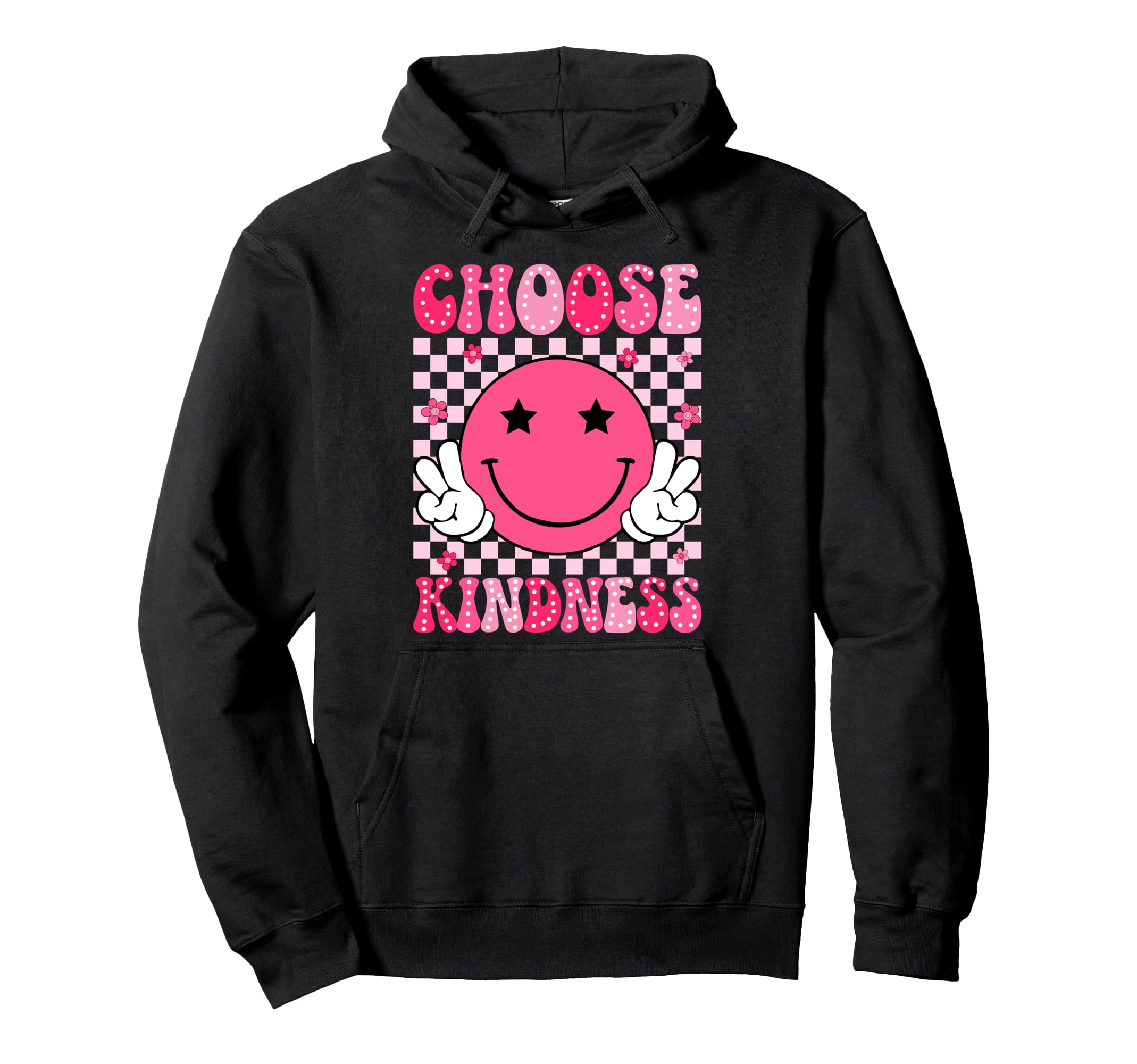Groovy 70S Flower Power Choose Kindness Hoodie - Graphic Print Unisex - T-Shirt, Sweatshirt, Hoodie
