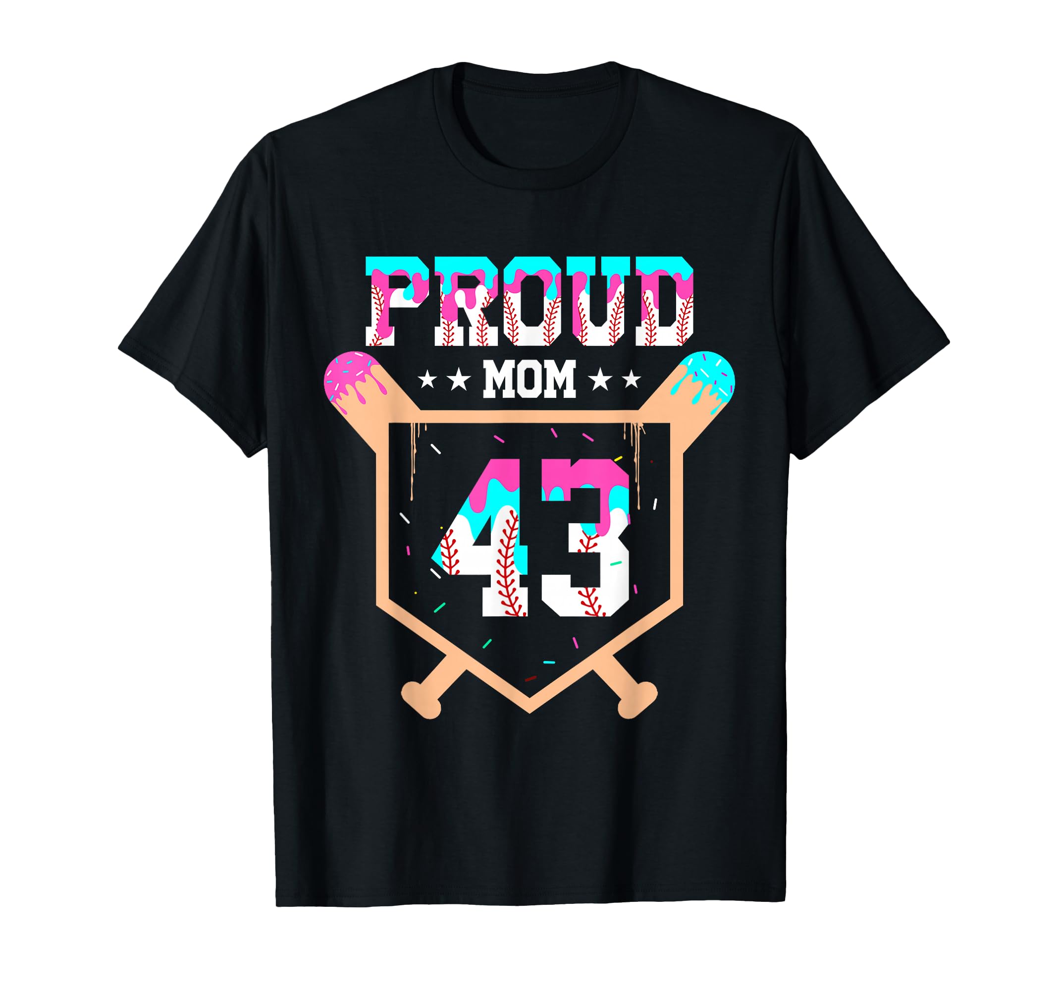 Proud Mom Baseball Player Number 43 T-Shirt - Aesthetic Graphic for Adults - T-Shirt, Sweatshirt, Hoodie