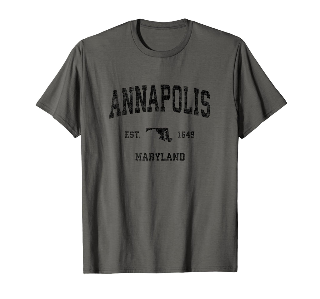 Annapolis Maryland Md Sports Black T-Shirt - Minimalist Print Men Women - T-Shirt, Sweatshirt, Hoodie
