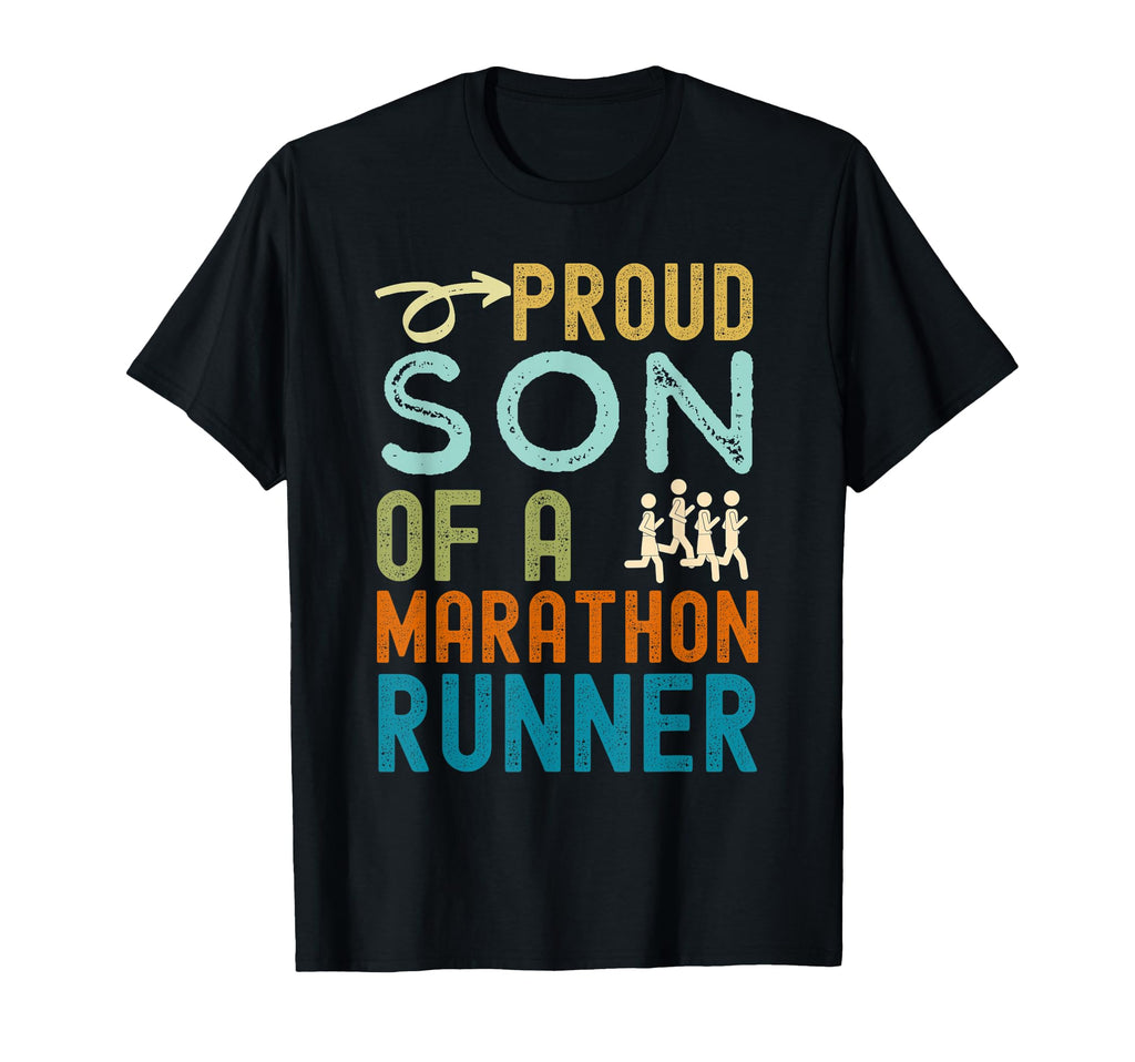Proud Son Marathon Runner Distressed T-Shirt - Fun Novelty Design Men Women - T-Shirt, Sweatshirt, Hoodie