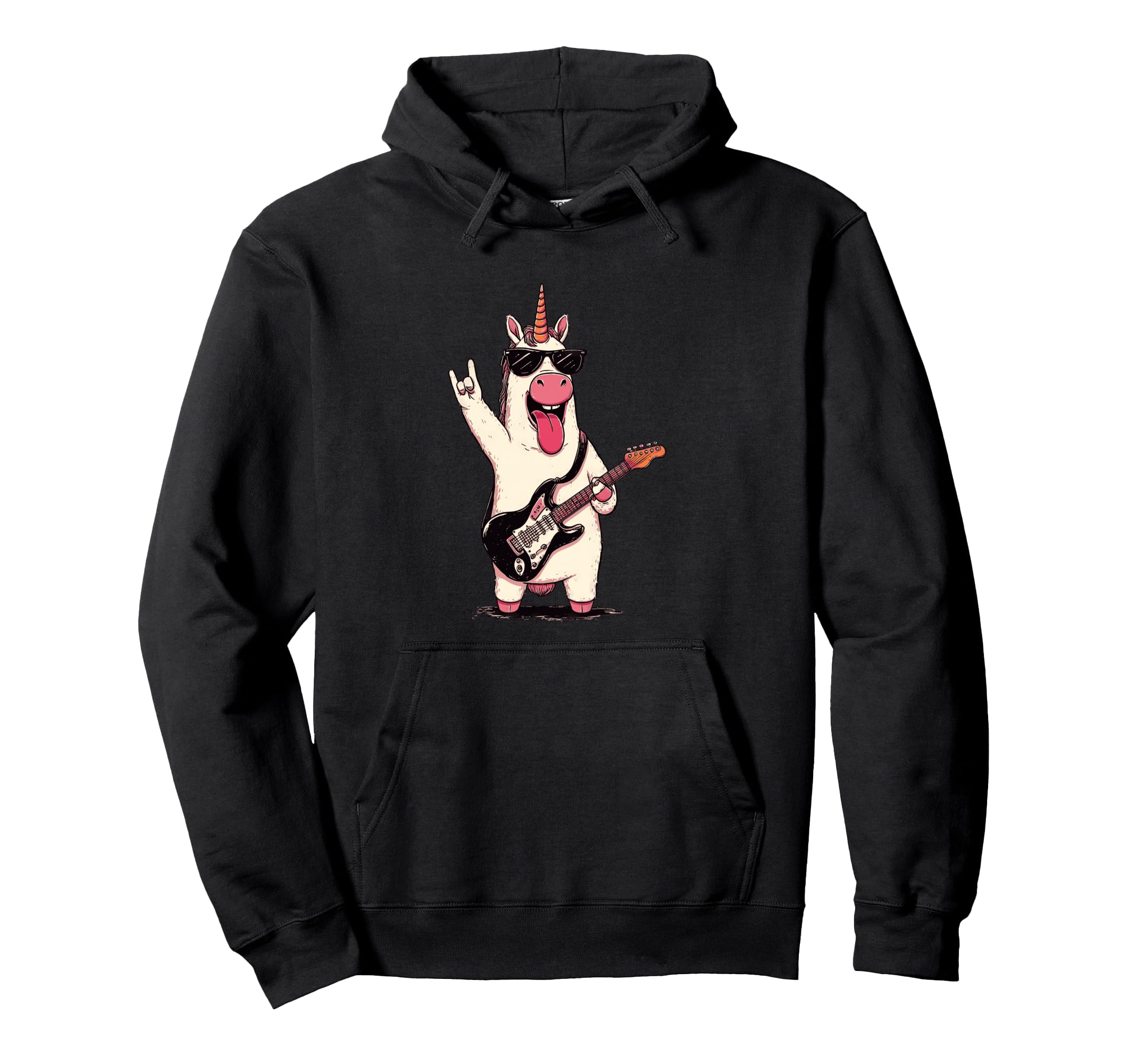 Unicorn Guitar Player Funny Rock Music Hoodie - Trendy Graphic Men Women - T-Shirt, Sweatshirt, Hoodie